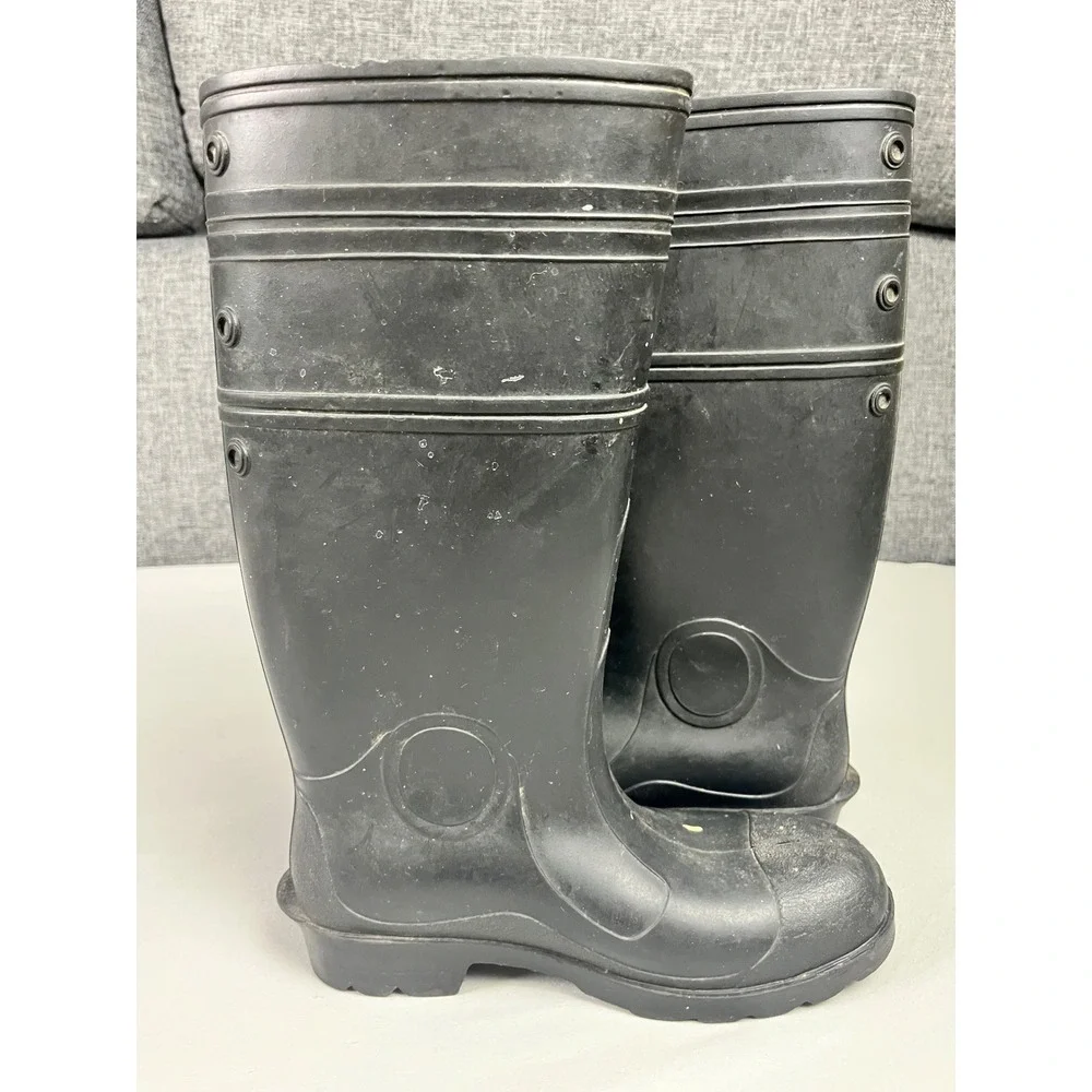 LaCrosse Mens Black Rubber Work Boots Made in USA Waterproof Rain Mud Size 7